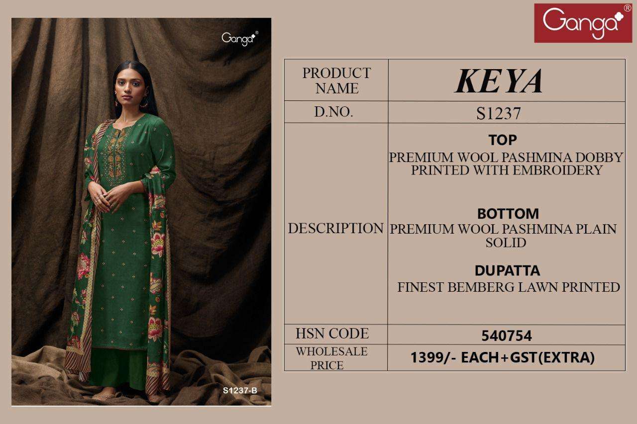 ganga keya 1237 premium wool pashmina unstich dress material best price in surat
