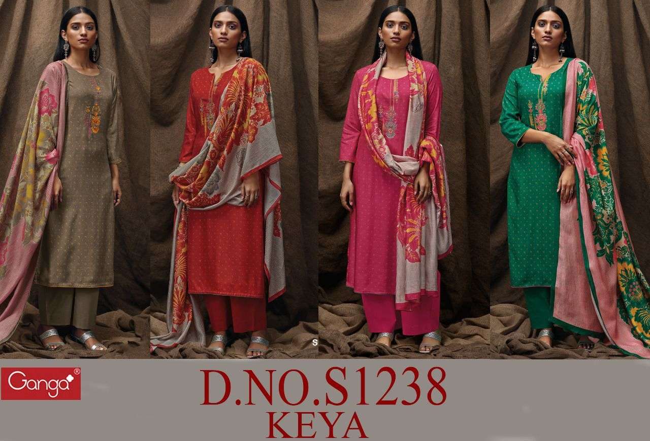 ganga keya 1238 premium wool pashmina salwar kameez catalogue wholesale price 