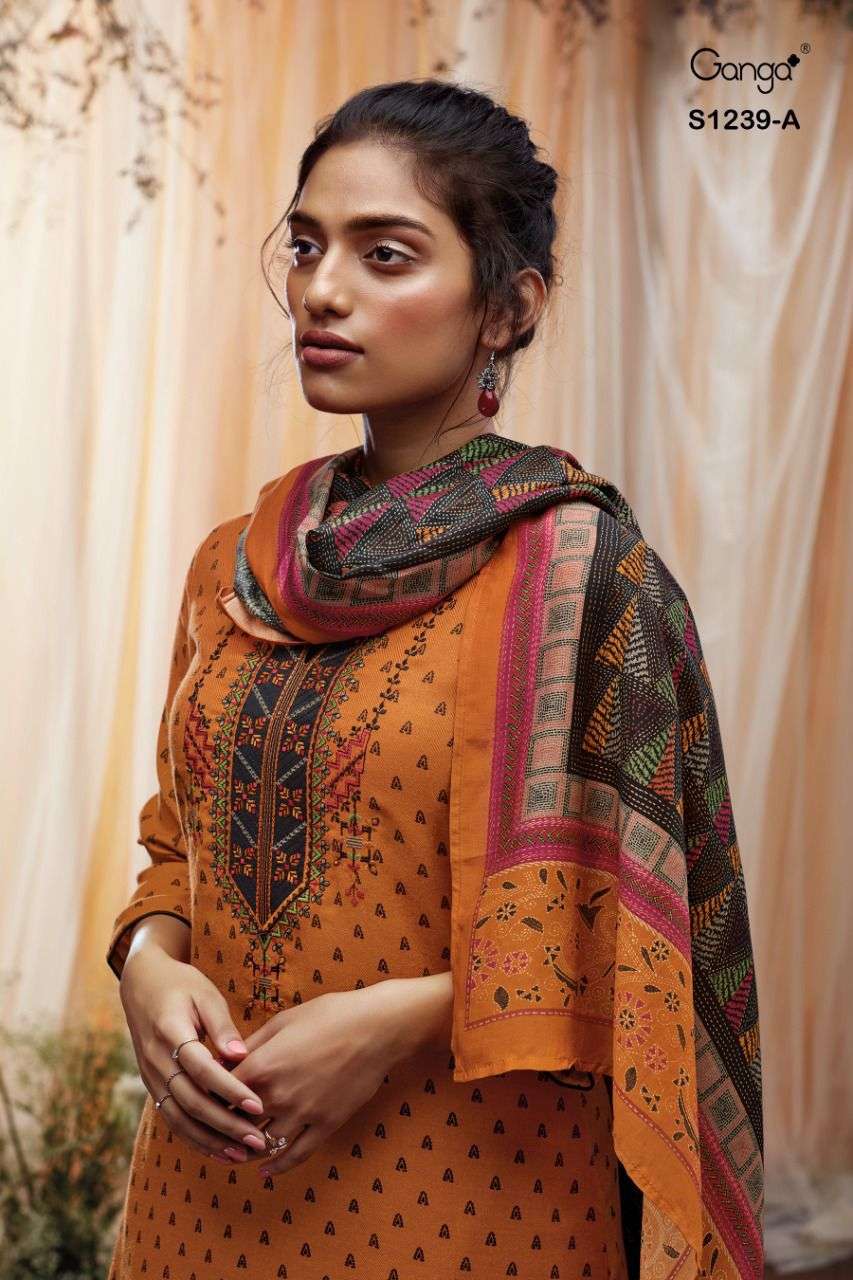 ganga keya 1239 premium wool pashmina dress material collection wholesale price 