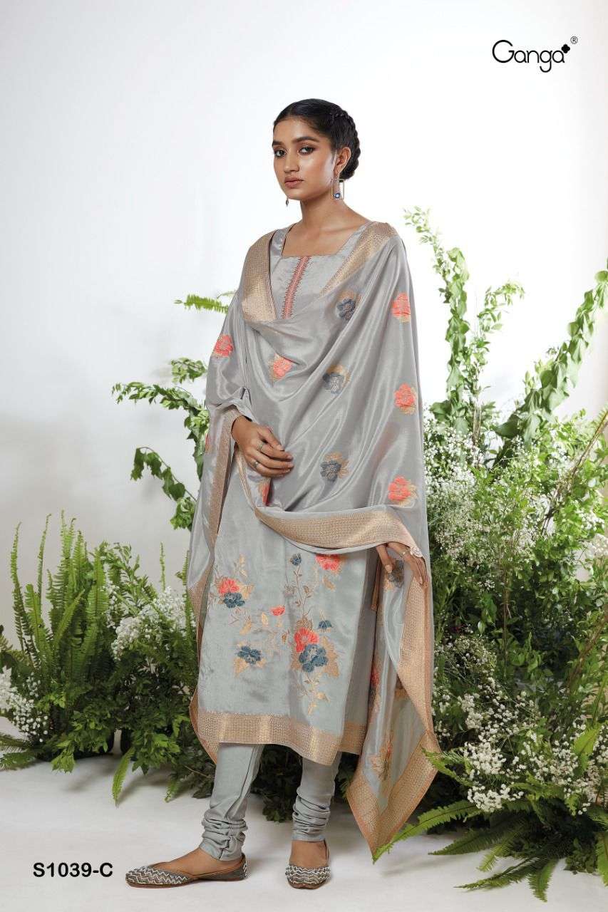 ganga lakshya 1039 pure chinon silk fancy party wear look salwar kameez surat