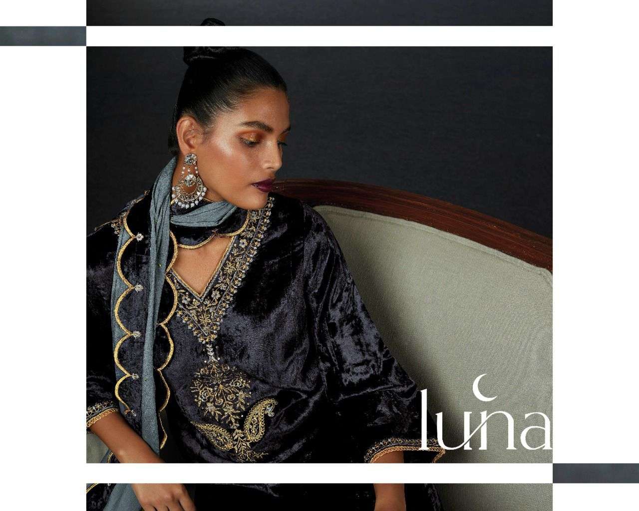 ganga luna premium pure viscose velvet with embroidery salwar kameez surat