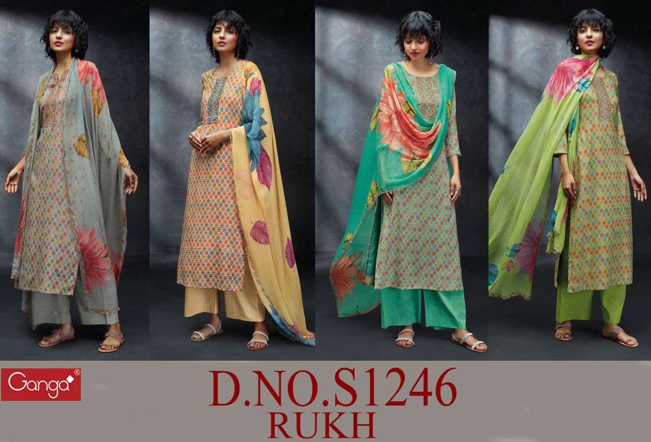 ganga rukh 1246 premium viscose makhan crape dress material collection wholesale price 