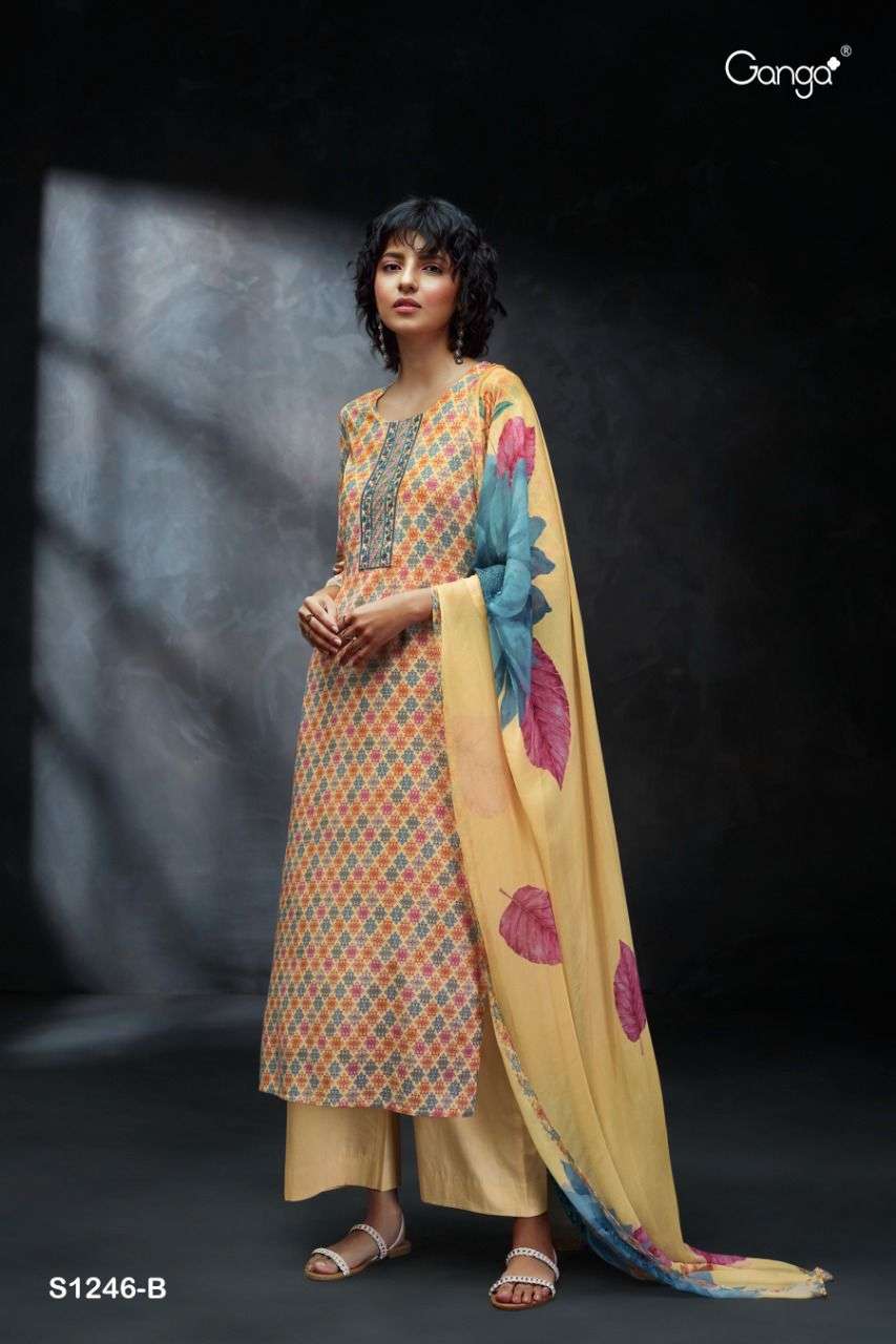 ganga rukh 1246 premium viscose makhan crape dress material collection wholesale price 