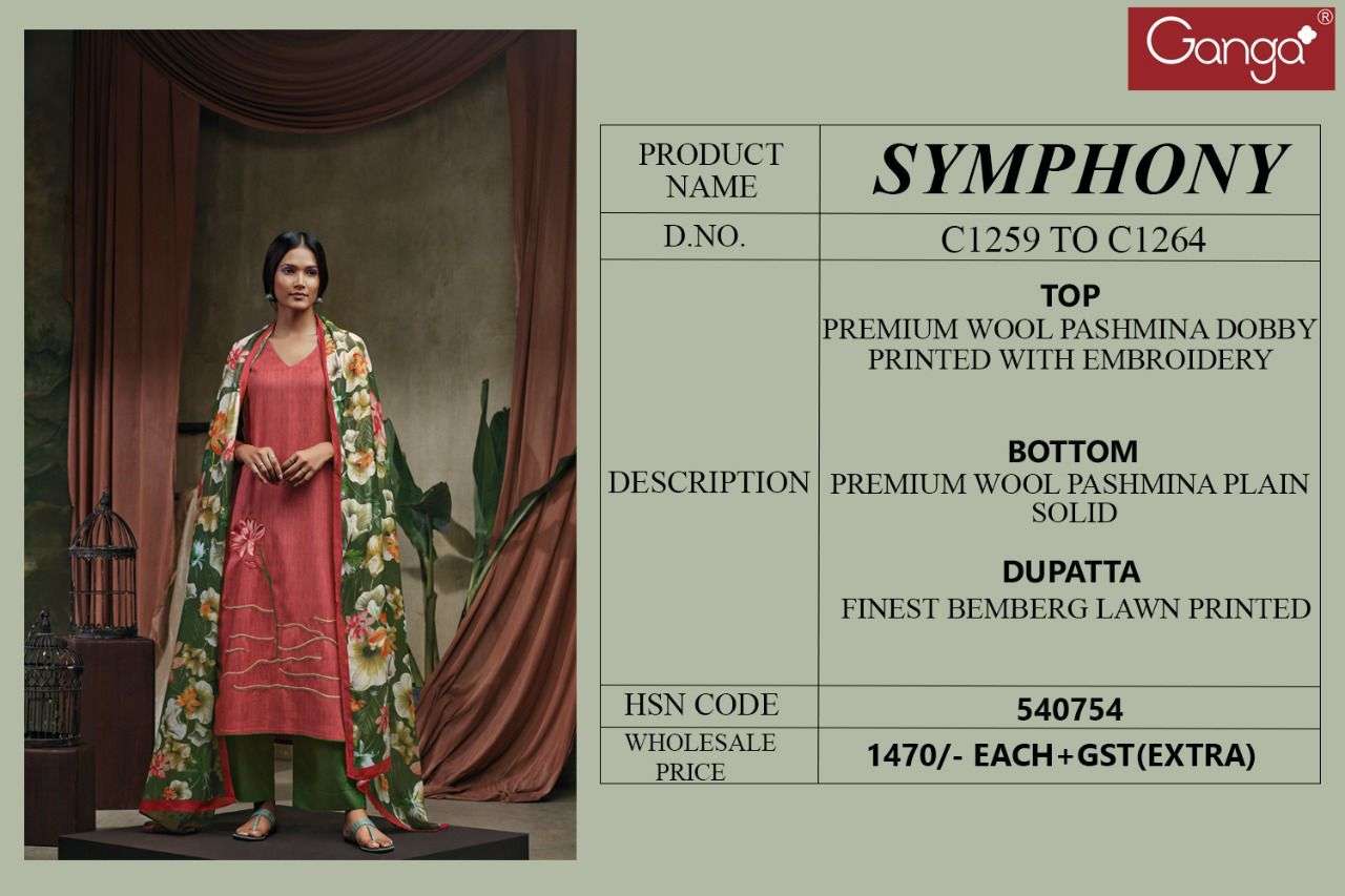 ganga symphony 1259-1264 series designer pashmina dobby salwar kameez online dealer wholesale price surat 