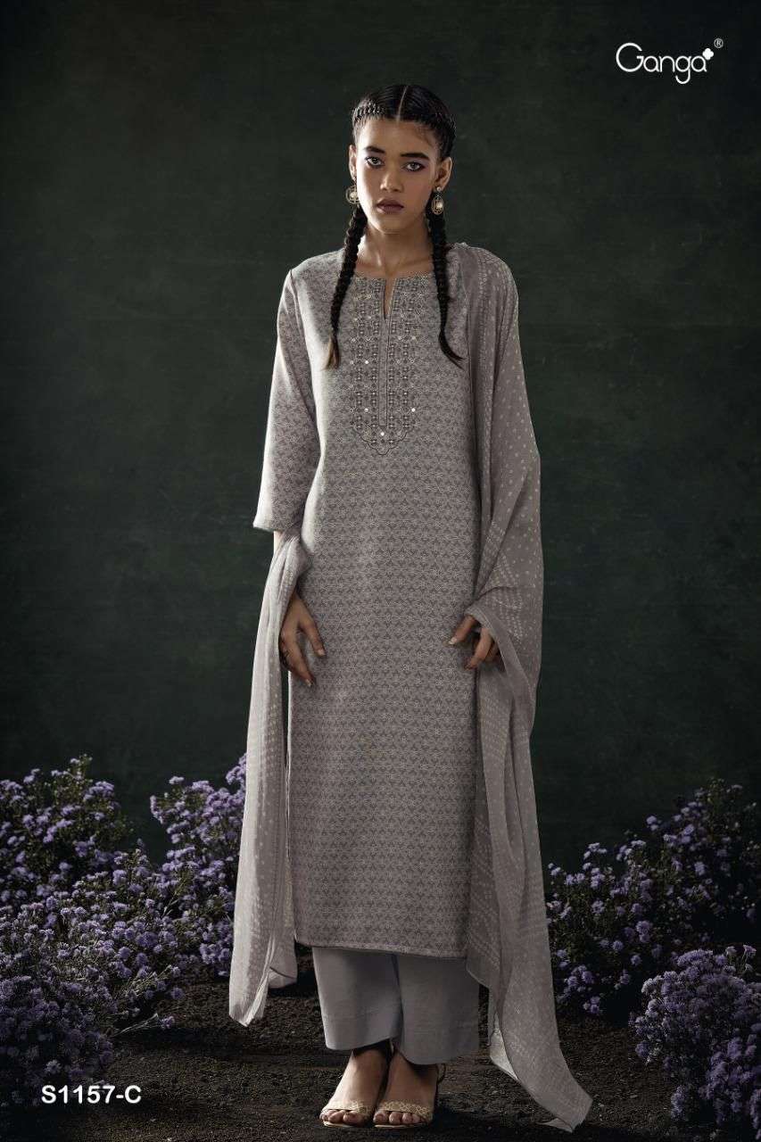 ganga twila 1157 pure wool pashmina dress material collection wholesale price surat