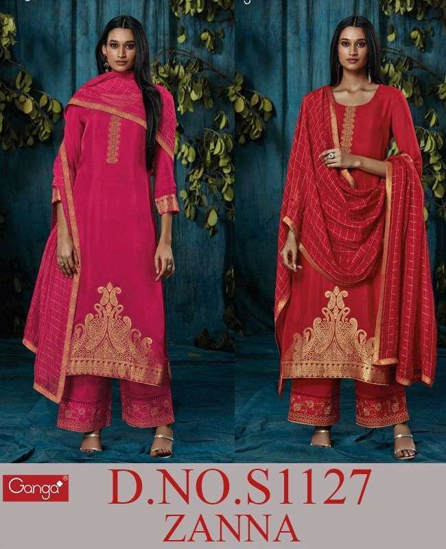 ganga zanna 1127 colour series viscose silk exclusive deisgner salwar suits online rate surat textile 
