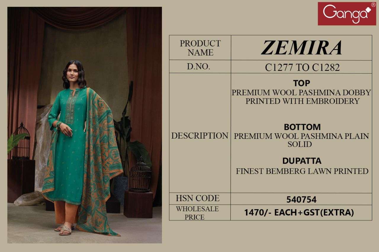 ganga zemira pure wool pashmina unstich dress material collection wholesale price 