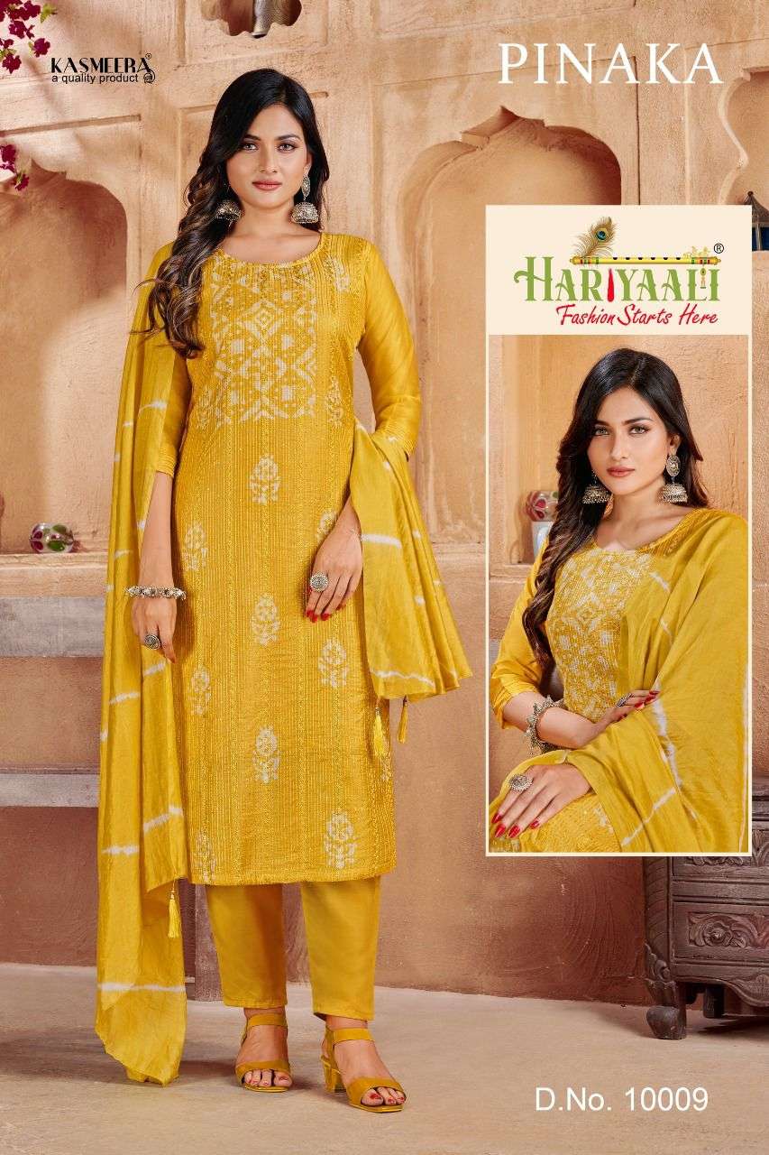 hariyali pinaka 10008-10015 series gadwal silk fancy full stich kurtis bottom with dupatta set 