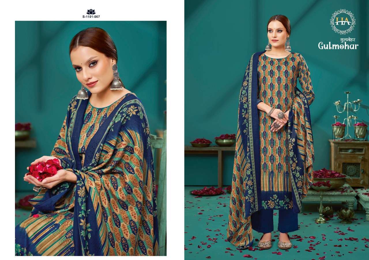 harshit fashion gulmohar pure wool pashmina low range winter salwar suits collection surat