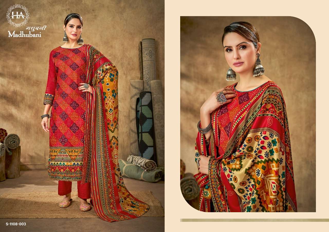 harshit fashion madhubani pure wool pashmina low range winter salwar suits collection surat