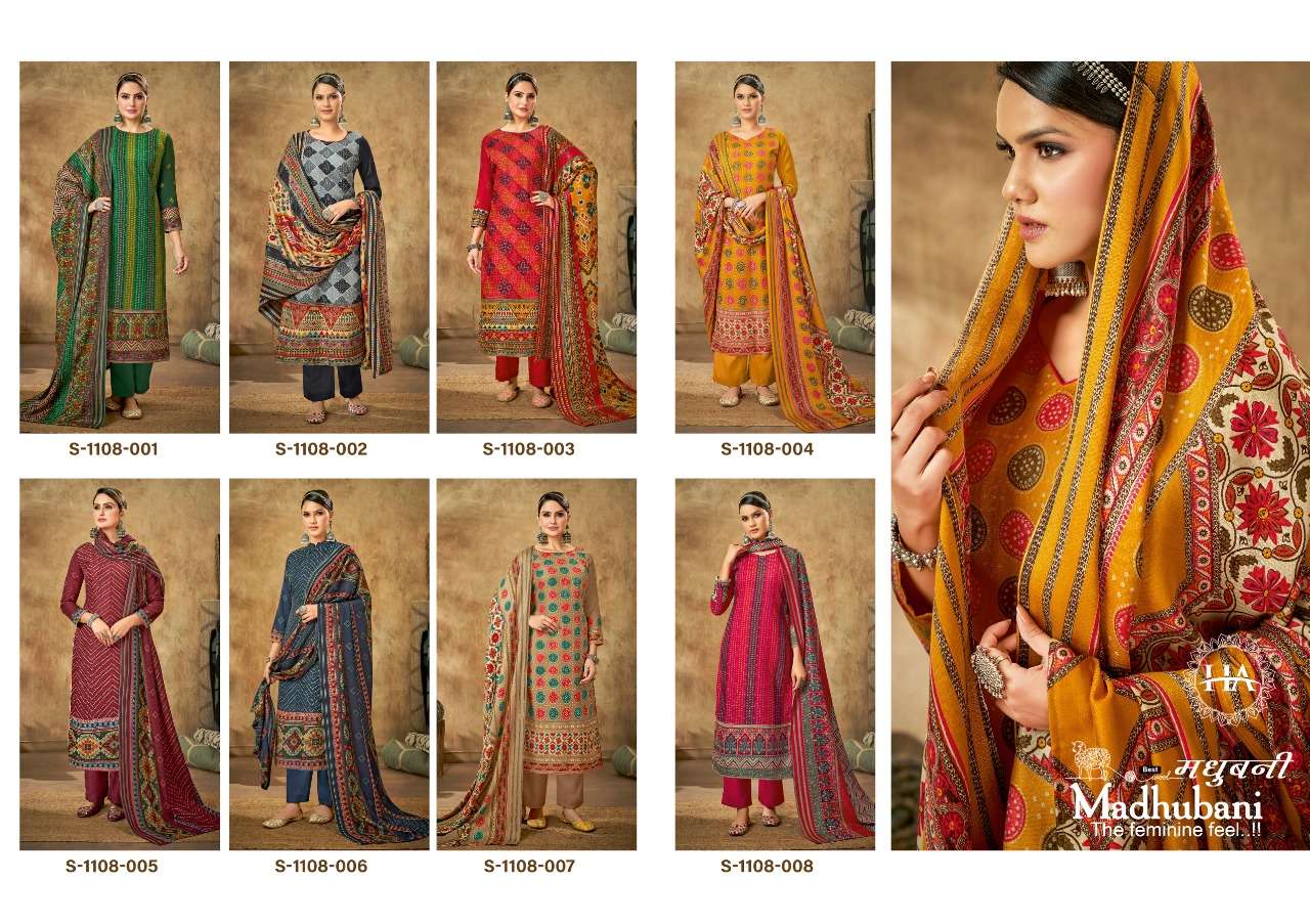harshit fashion madhubani pure wool pashmina low range winter salwar suits collection surat