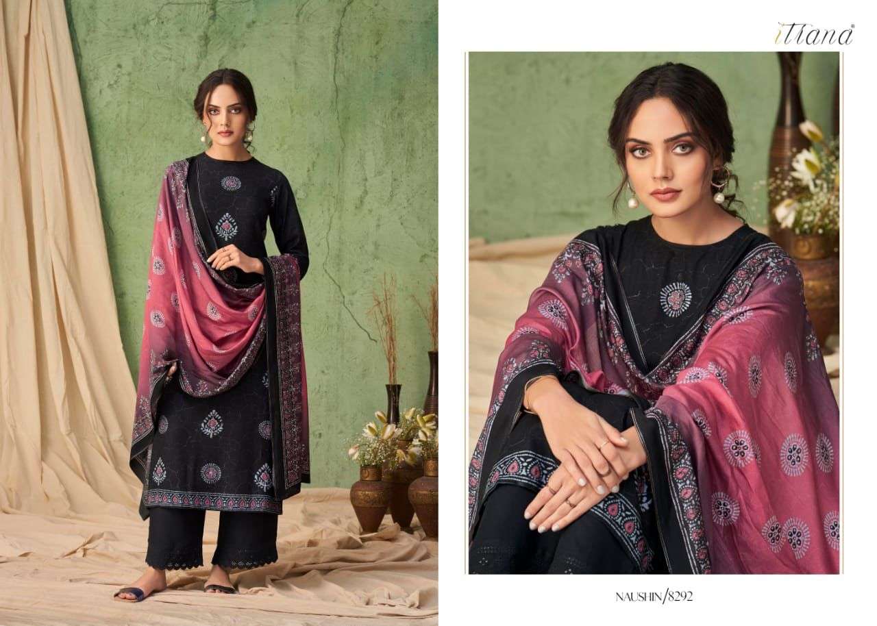itrana naushin staple twill digital printed with handwork salwar suits wholesaler surat