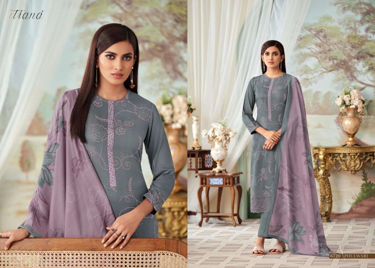 itrana phulwari staple twill foil printed winter wear salwar suits collection wholesale price 