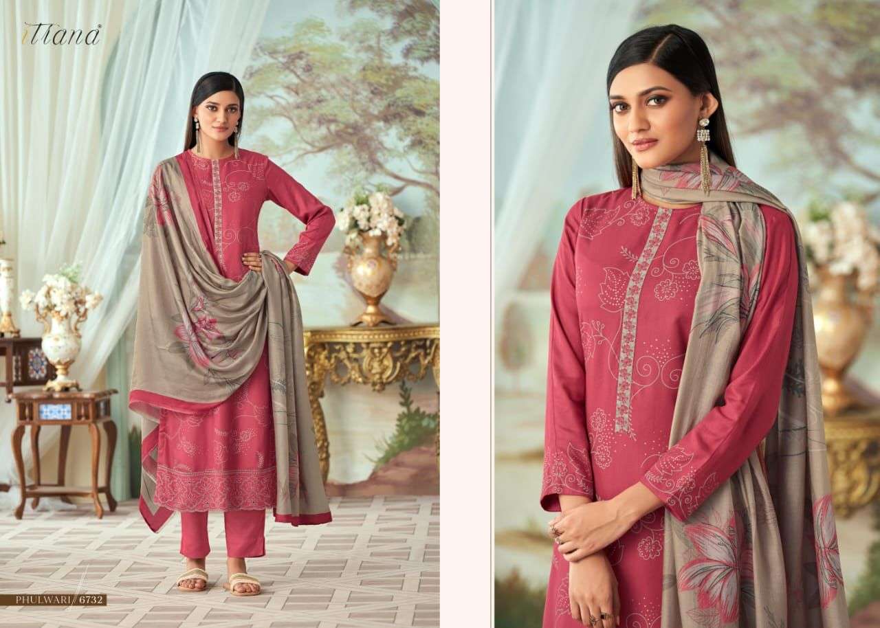 itrana phulwari staple twill foil printed winter wear salwar suits collection wholesale price 
