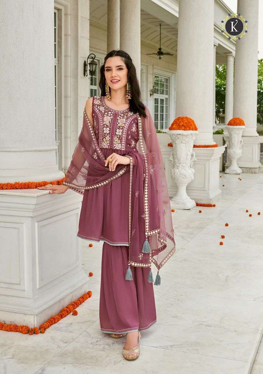 k-fashion zoya 33001-33004 series premium sharara suits wholesaler in surat india