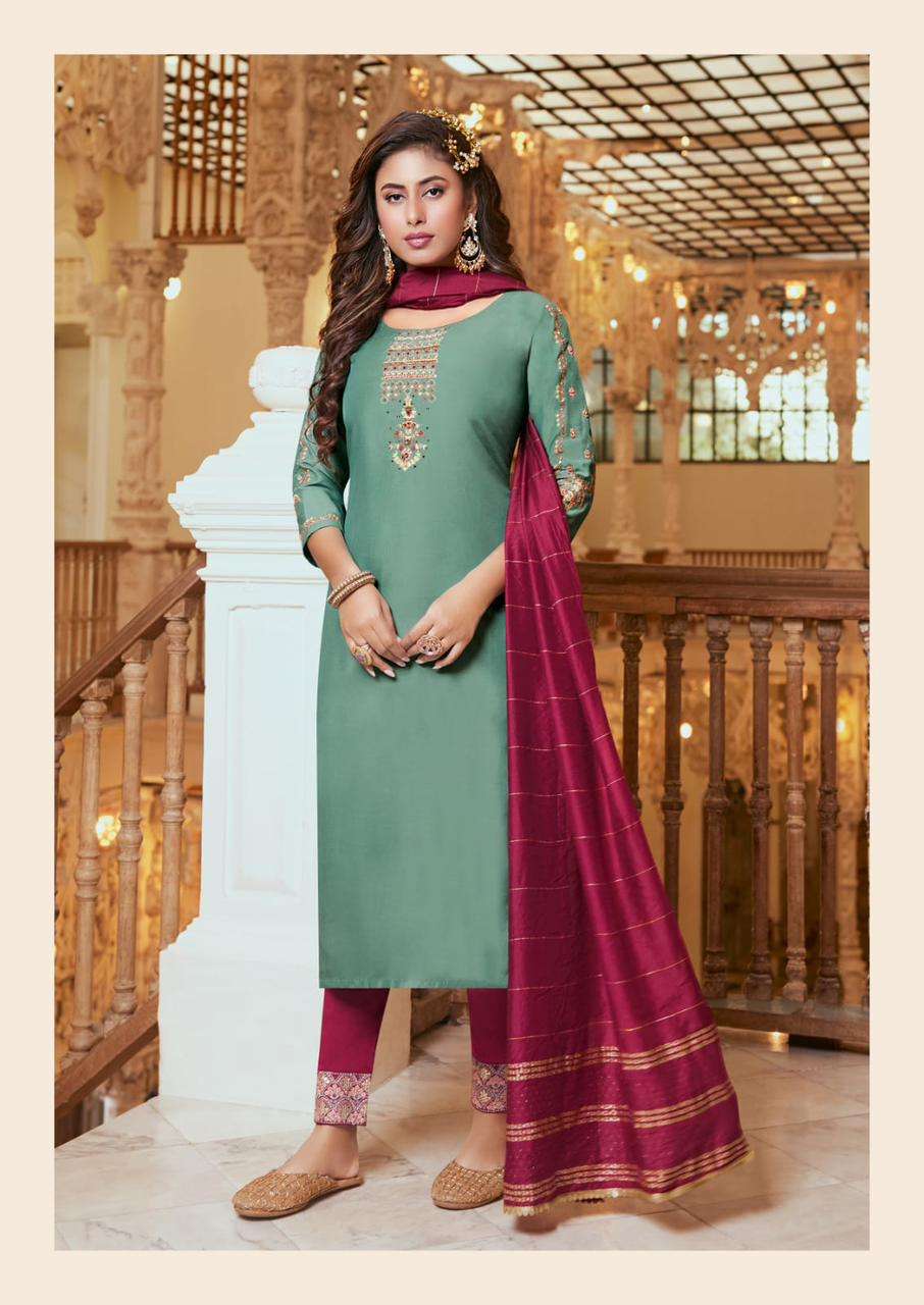 kaasbee shanvi 1001-1006 series chinnon exclusive ready made salwar suits online best price wholesaler 