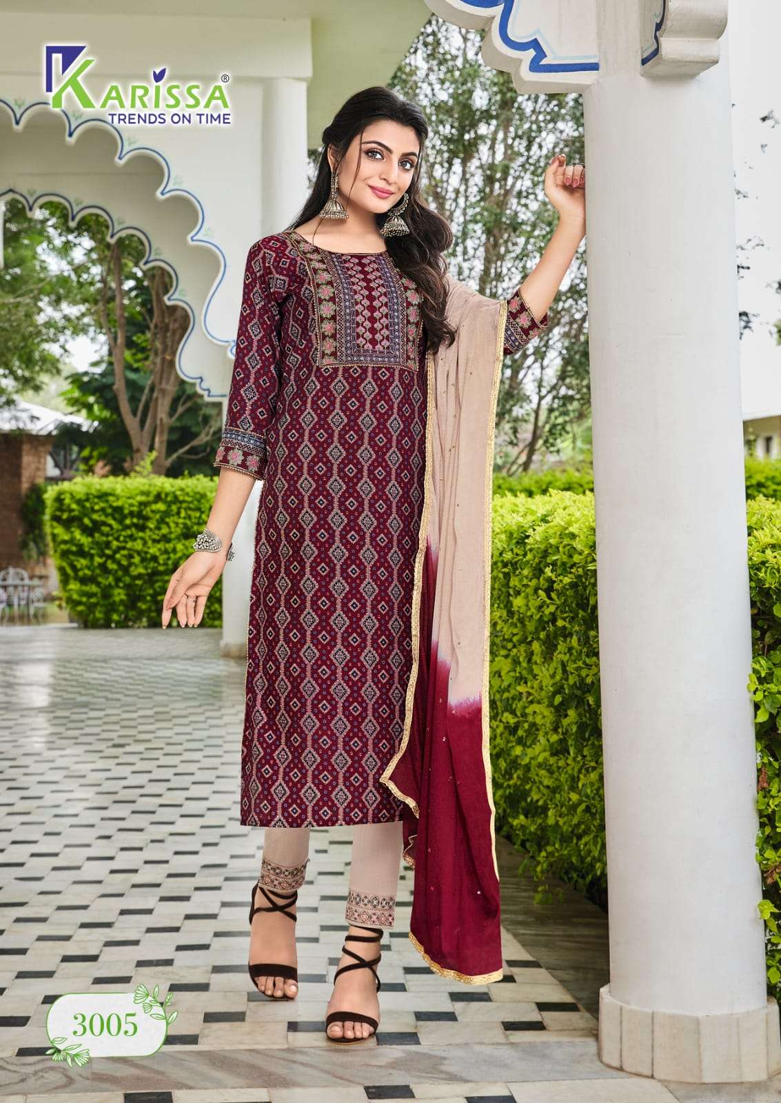 karissa siya vol-3 3001-3005 series modal silk with foil print ready made festive wear salwar kameez collection online wholesaler surat