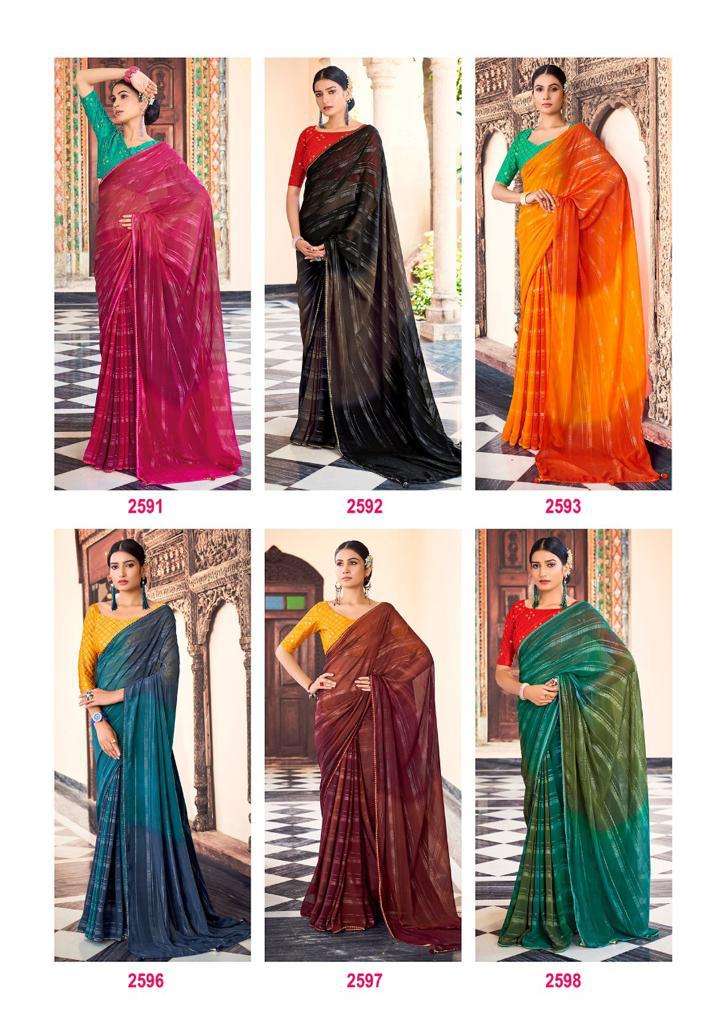 kashvi creation kiyaa 2591-2600 series zenon georgette fancy sarees wholesaler surat