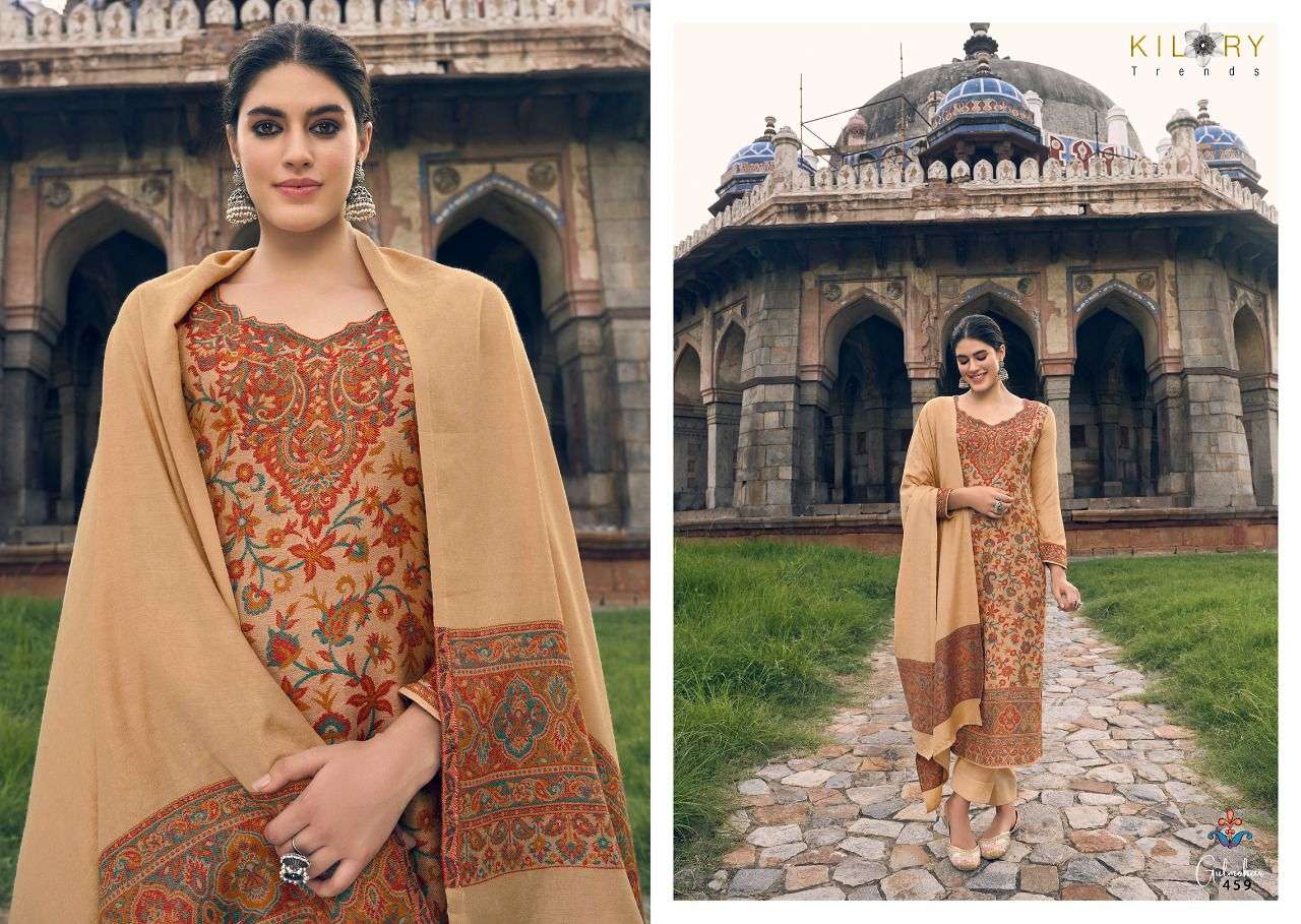 kilory trends gulmohar vol-8 451-460 series pashmina designer handloom dress material collection surat