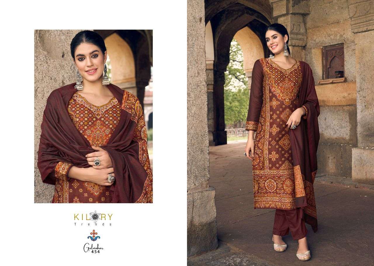 kilory trends gulmohar vol-8 451-460 series pashmina designer handloom dress material collection surat