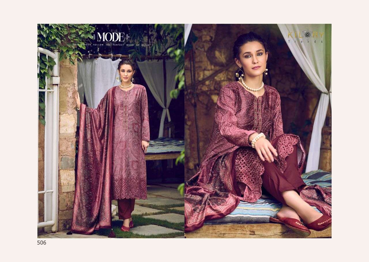 kilory trendz azalea 501-506 series pure velvet designer dress material collection wholesale price 