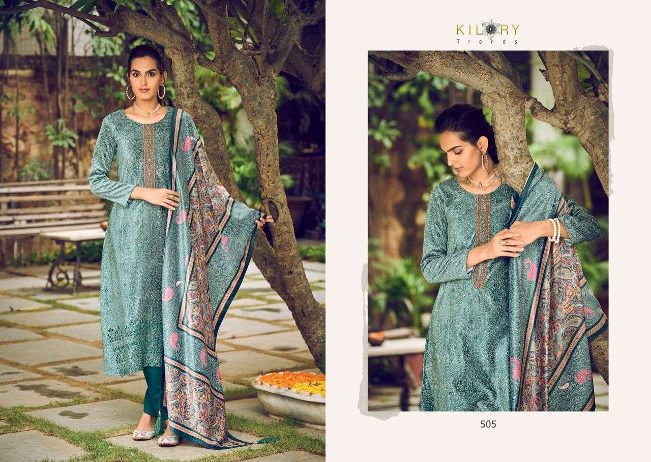 kilory trendz azalea 501-506 series pure velvet designer dress material collection wholesale price 