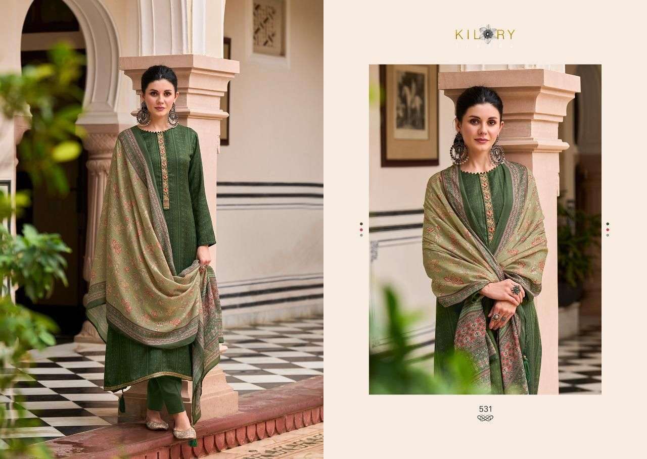 kilory trendz lihaaz 531-538 series pure pashmina fancy dress material collection surat