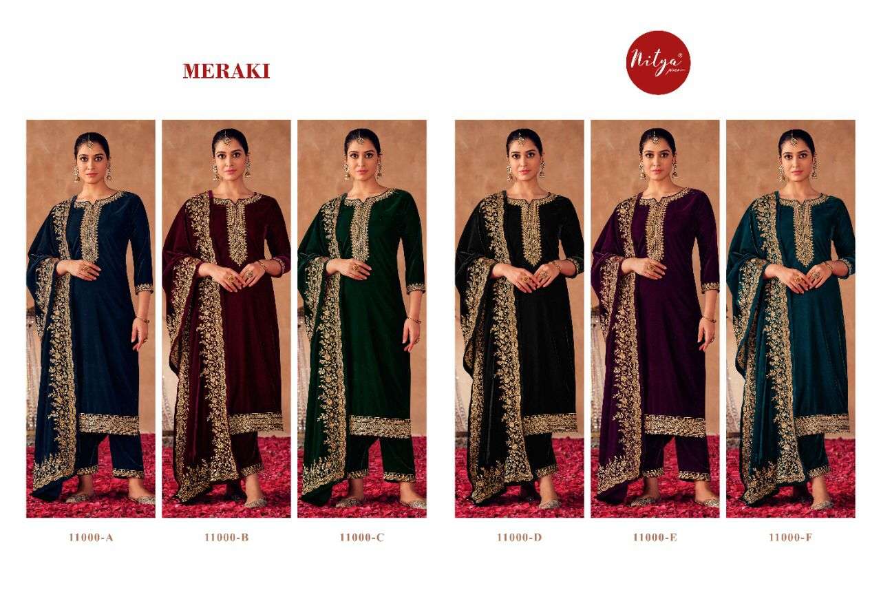 lt nitya meraki 11000 series velvet designer embroidered salwar kameez wholesale price surat