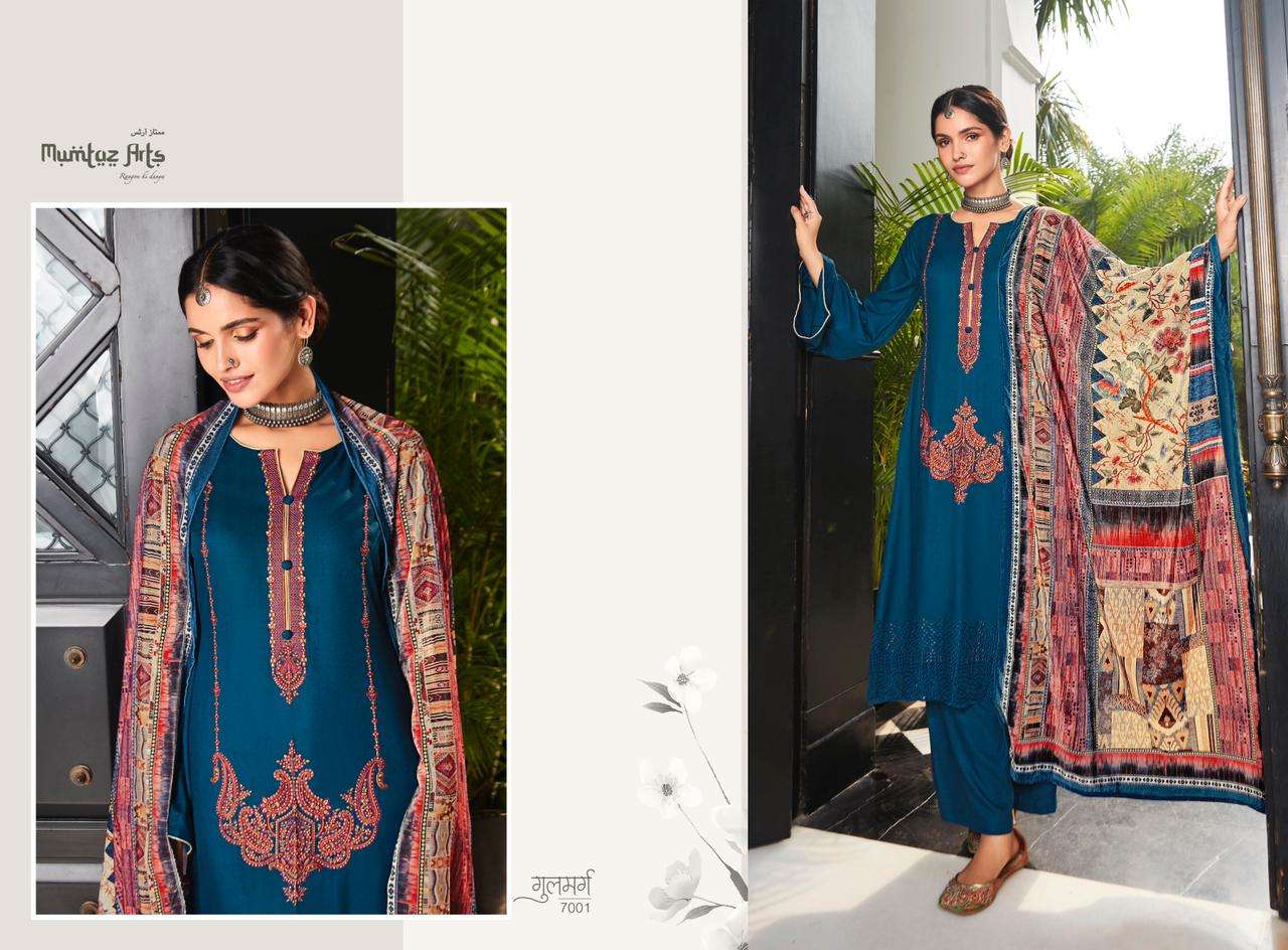 mumtaz arts gulmarg 7001-7006 series viscose staple pashmina winter dress material collection 