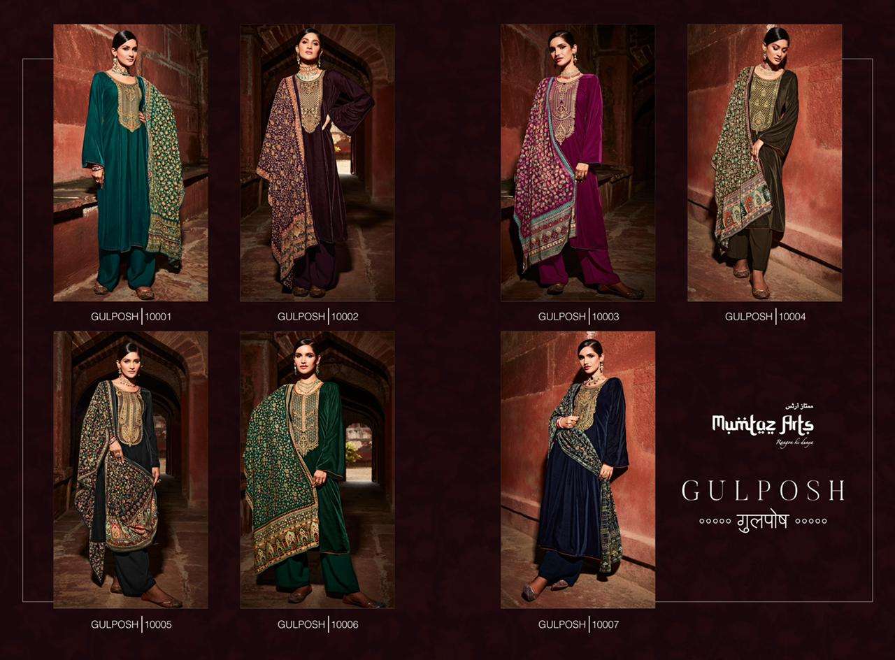mumtaz arts gulposh 10001-10007 series velvet edition festive collection wholesale price 