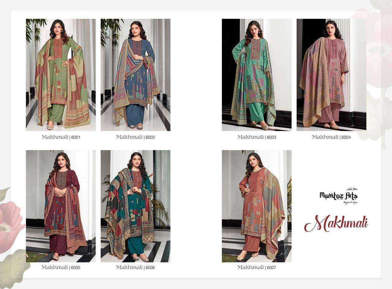 mumtaz arts makhmali 6001-6007 series pashmina designer embroidered salwar kameez surat