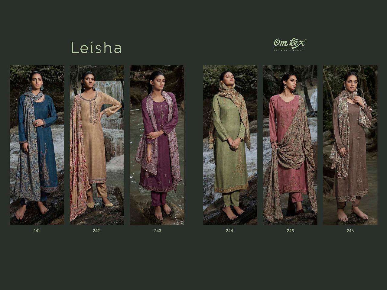 om tex by leisha 241-246 series pashmina digital printed salwar kameez online wholesaler surat 