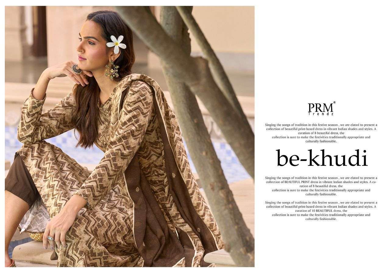 prm trendz be-khudi viscose pashmina digital printed with work dress material wholesaler surat