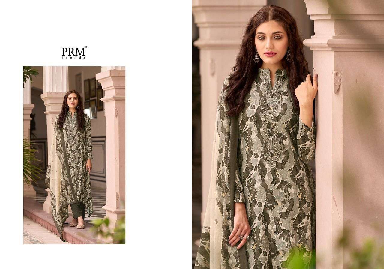 prm trendz be-khudi viscose pashmina digital printed with work dress material wholesaler surat