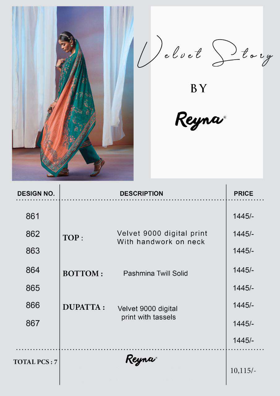 reyna velvet story 861-867 series party wear 9000 velvet suits collection wholesale price 