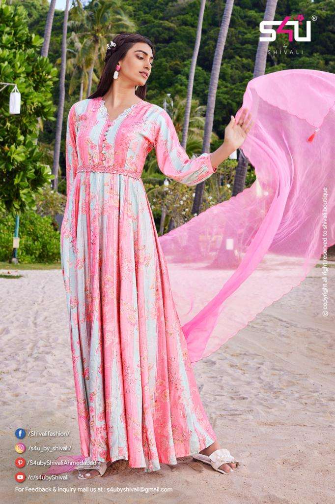 s4u masakali vol-1 01-05 series muslin party wear gown collection wholesale price 