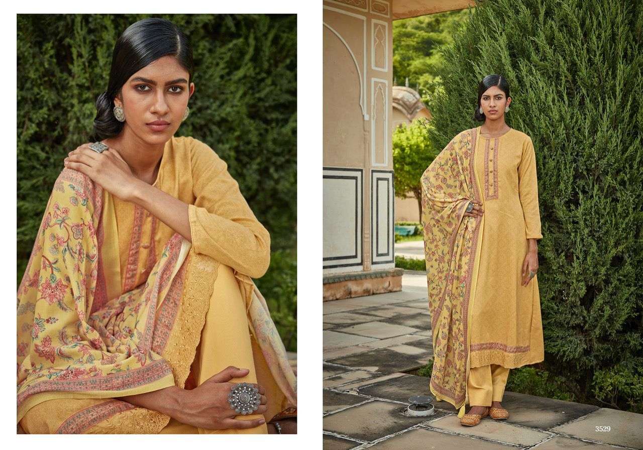 sadhana fashion baag mohabbat 3526-3535 series pure pashmina dress material collection surat