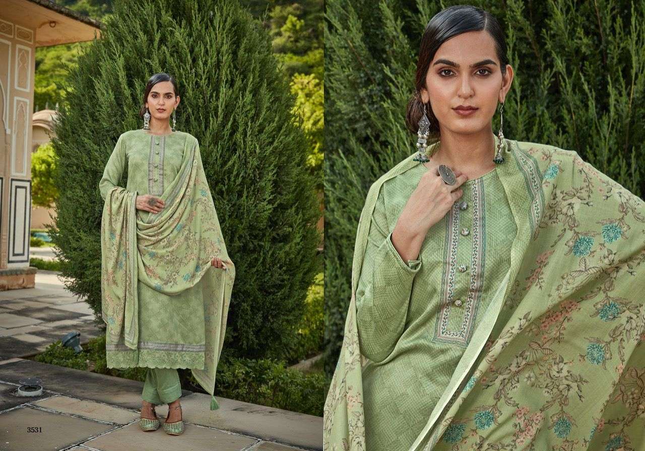 sadhana fashion baag mohabbat 3526-3535 series pure pashmina dress material collection surat