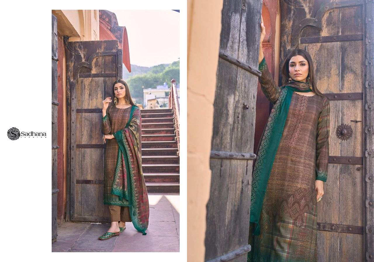 sadhana fashion taassur 101-108 series viscose pashmina unstich dress material wholesaler surat