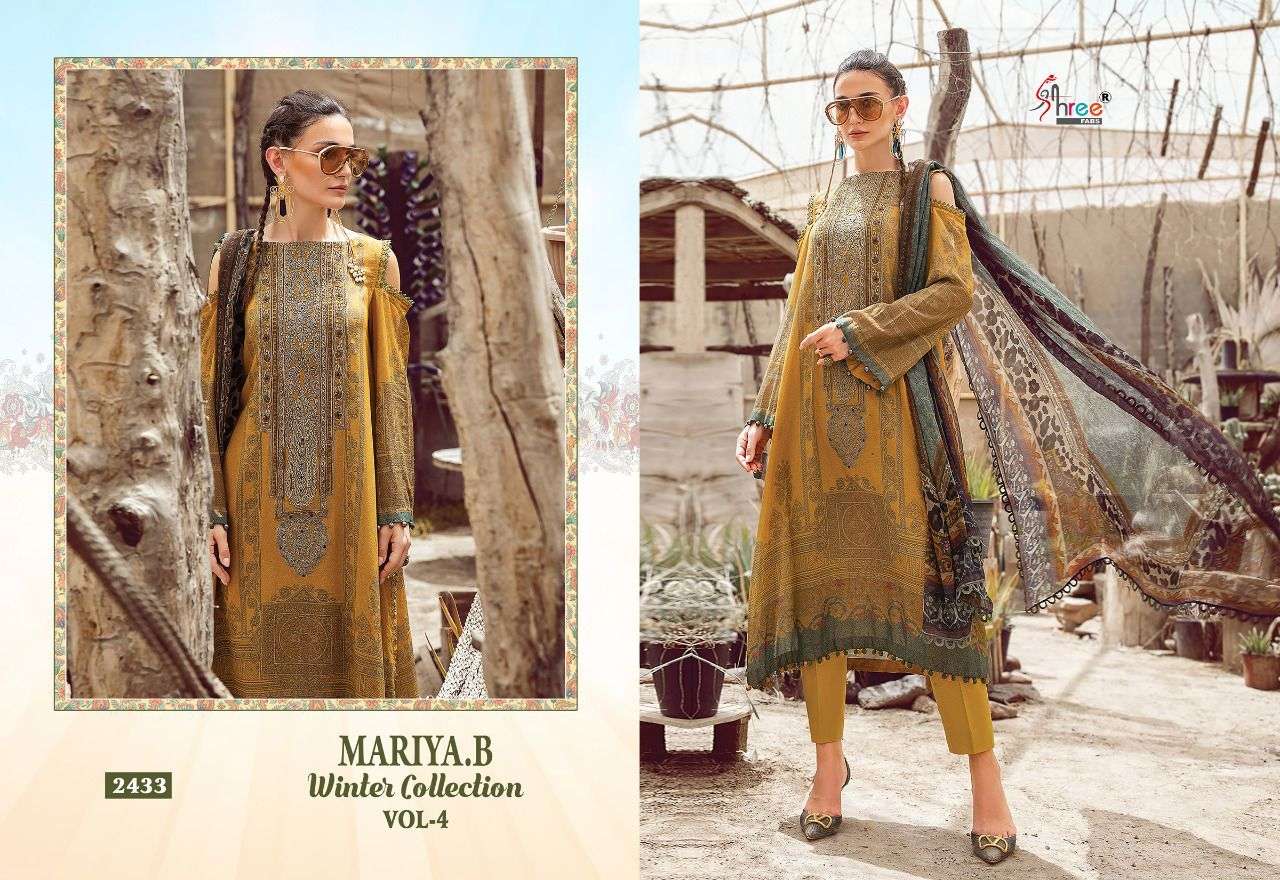 shree fabs maria b winter collection vol-4 2431-2437 series pashmina printed with work salwar suits wholesaler