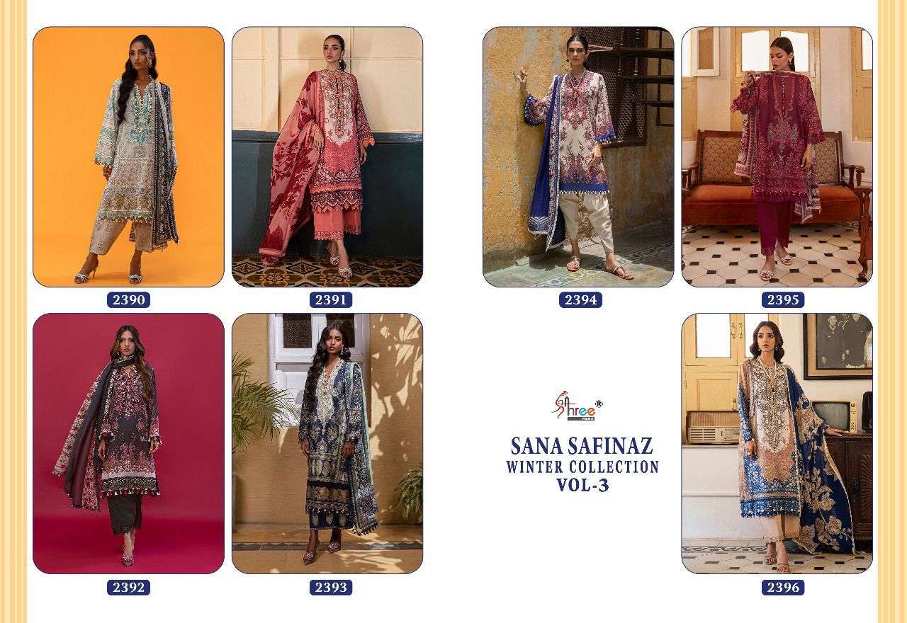 shree fabs sana safinaz winter collection vol-3 2390-2396 series pashmina designer winter special salwar kameez online shopping surat 