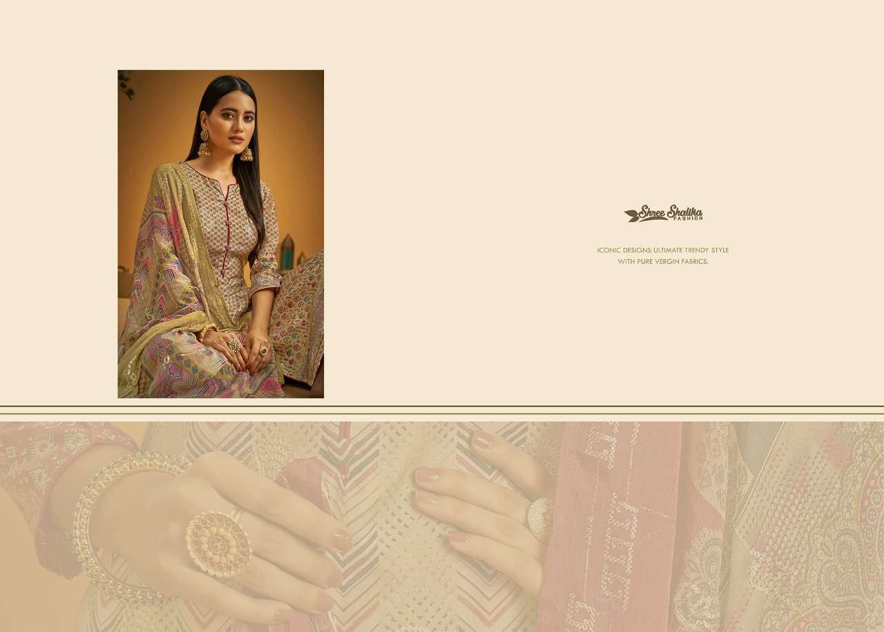 shree shalika fashoin guzarish 2001-2008 series pure muslin silk digital printed with work suits wholesaler