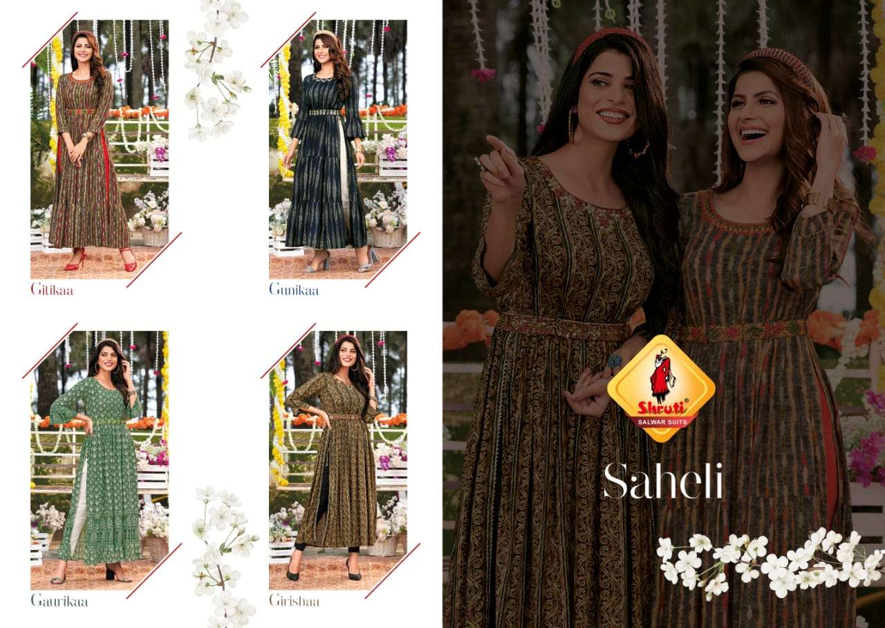 shruti suits saheli naira cut beautiful kurtis catalogue wholesale price supplier surat