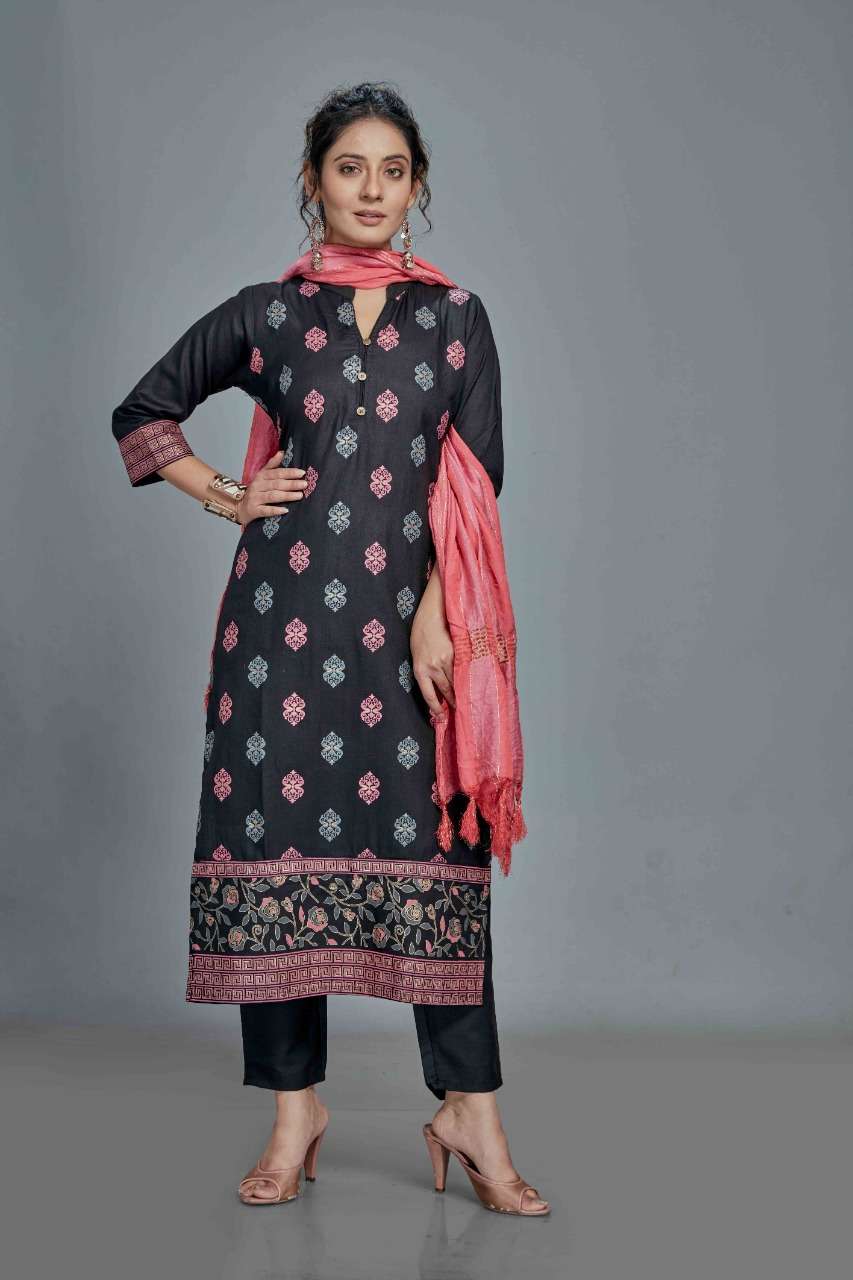 style samsara 20-21 cotton blend designer kurtis bottom with dupatta set surat