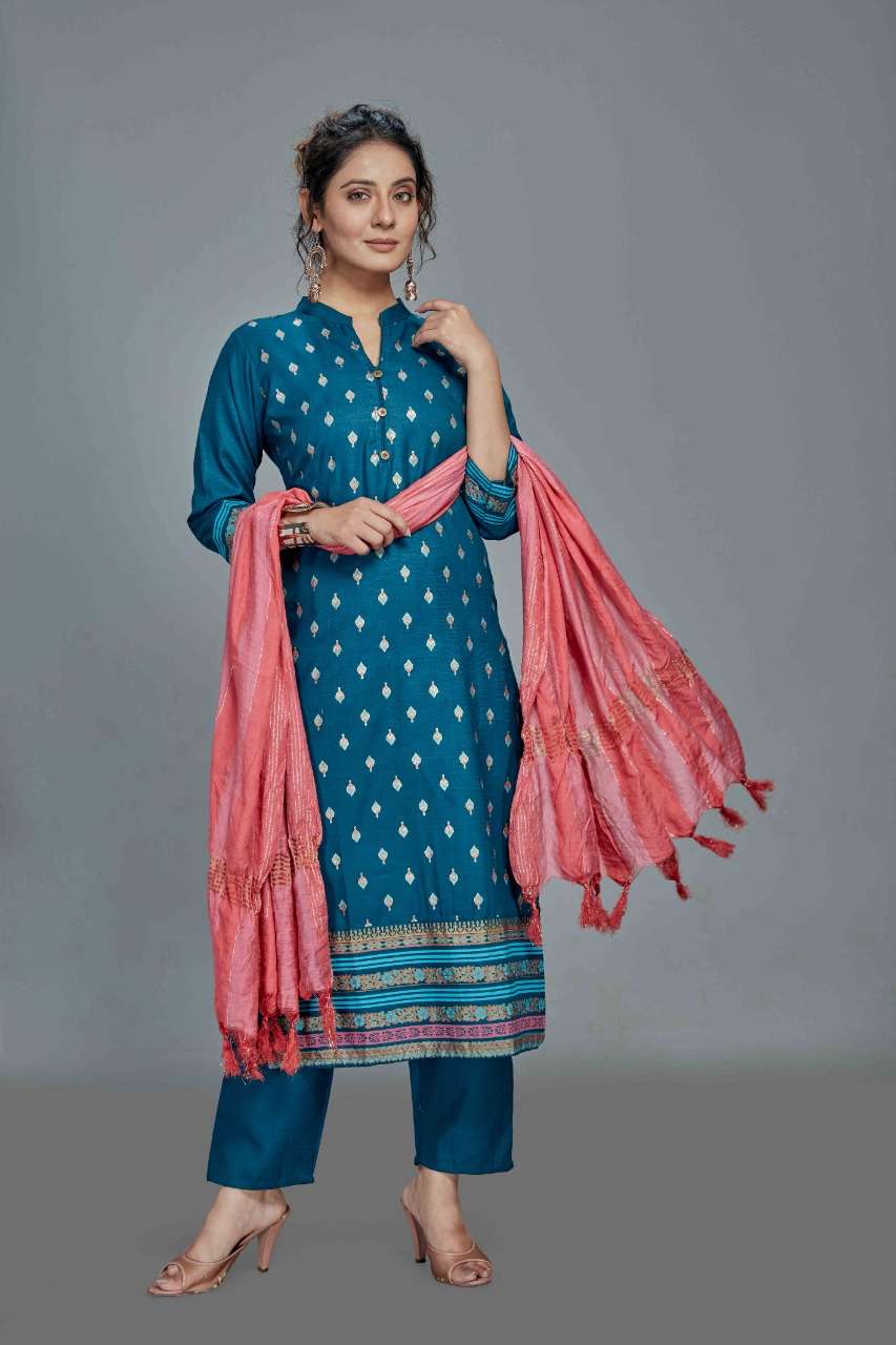 style samsara 20-21 cotton blend designer kurtis bottom with dupatta set surat