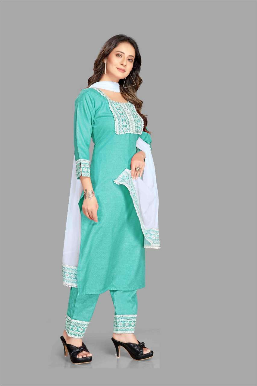 style samsara cotton blend kurtis bottom with dupatta set wholesale price surat