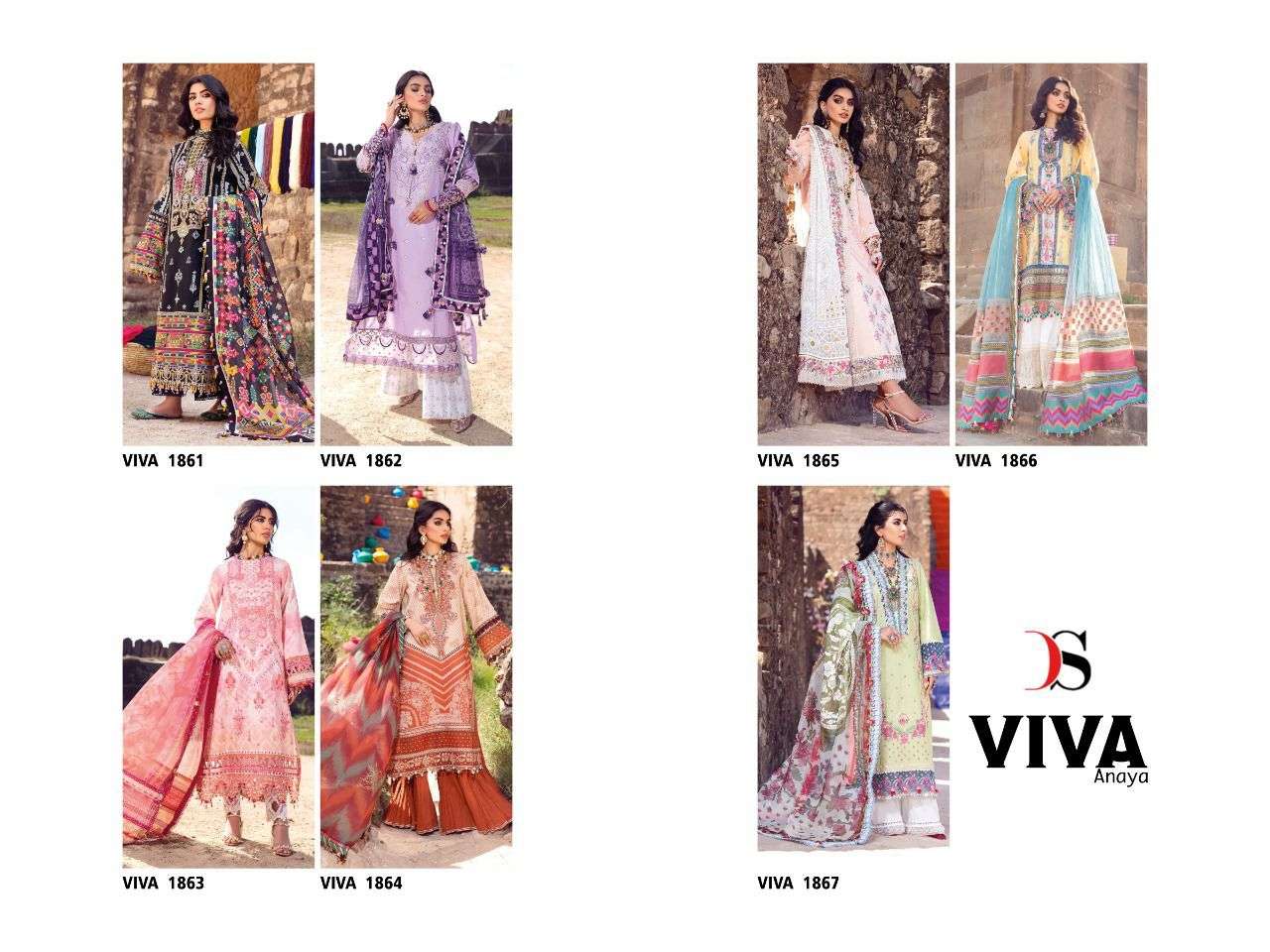 viva anaya by deepsy suits 1861-1867 series pure cotton unstich pakistani suits wholesaler india