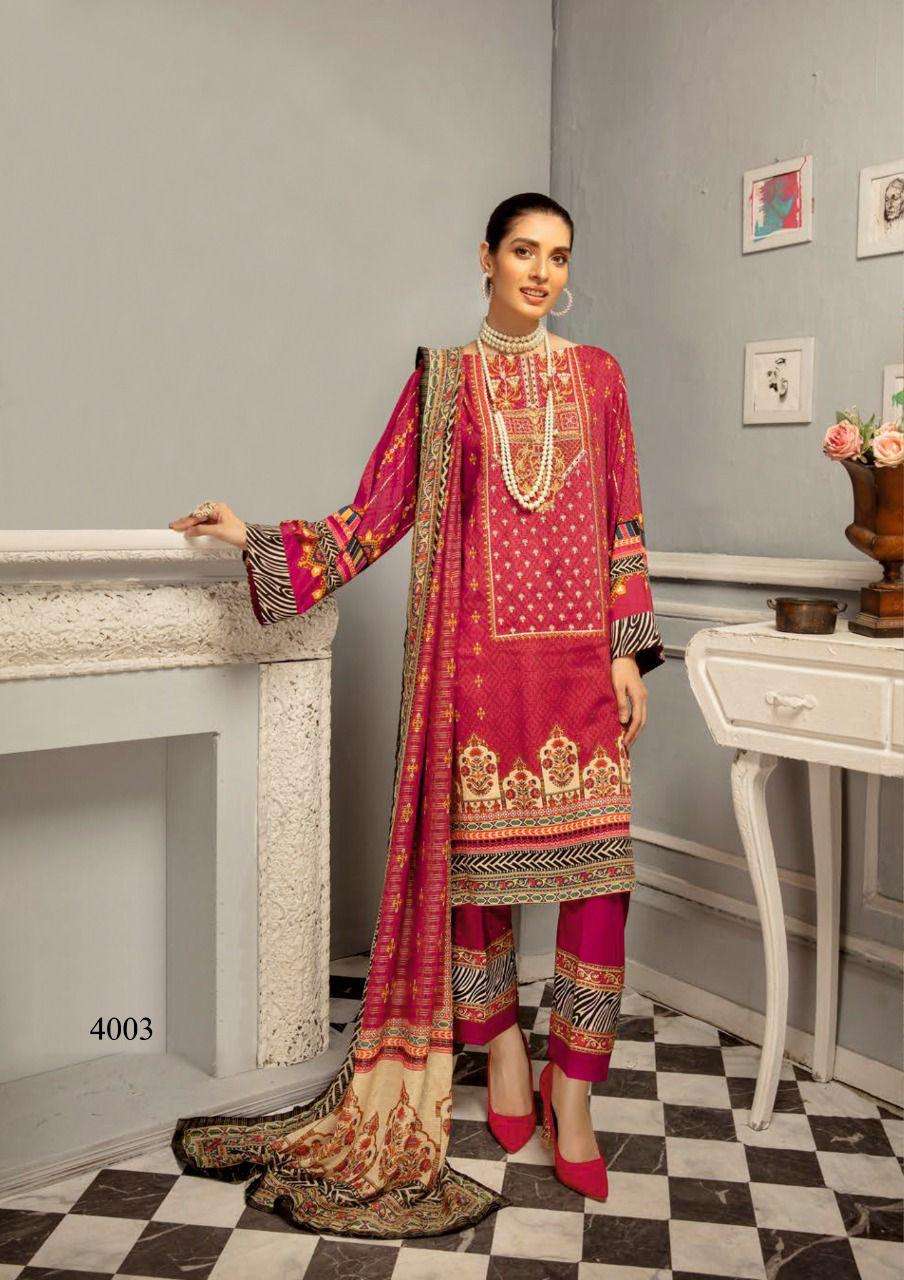yashika trends bin saeed mahnoor vol-4 4001-4008 series pure lawn cotton pakistani collection online dealer surat