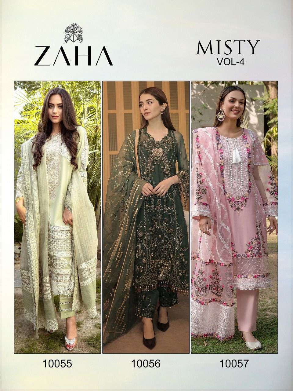 zaha misty vol-4 10055-10057 series georgette designer pakistani salwar kameez online best price surat 
