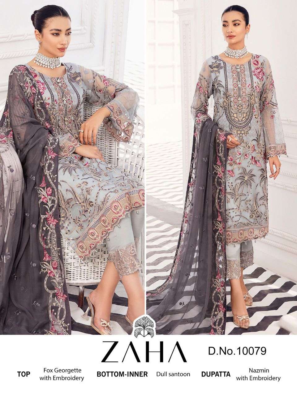 zaha ramsha vol-5 georgette heavy embroidery work pakistani suits catalogue 